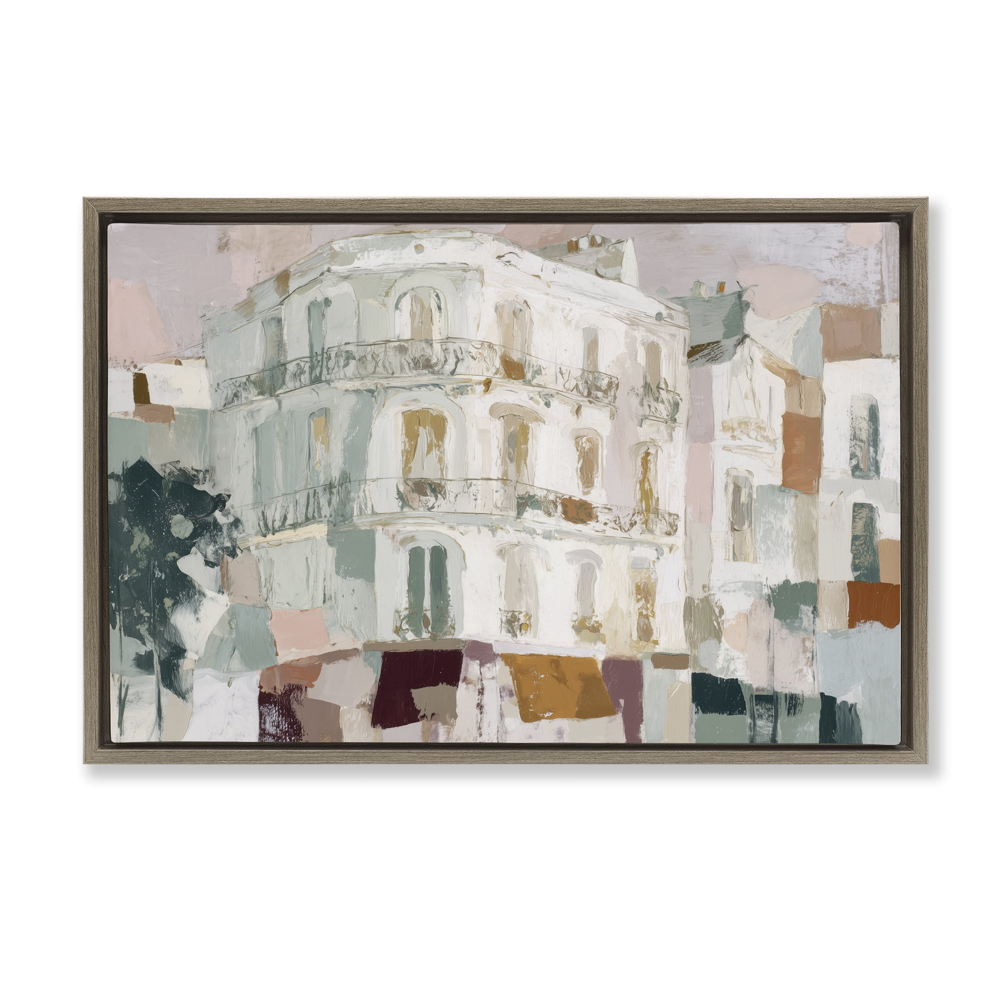 Stupell Industries Barcelona Street Corner Brown Framed Floater Canvas Wall Art, design by Chromatic Storm Studio