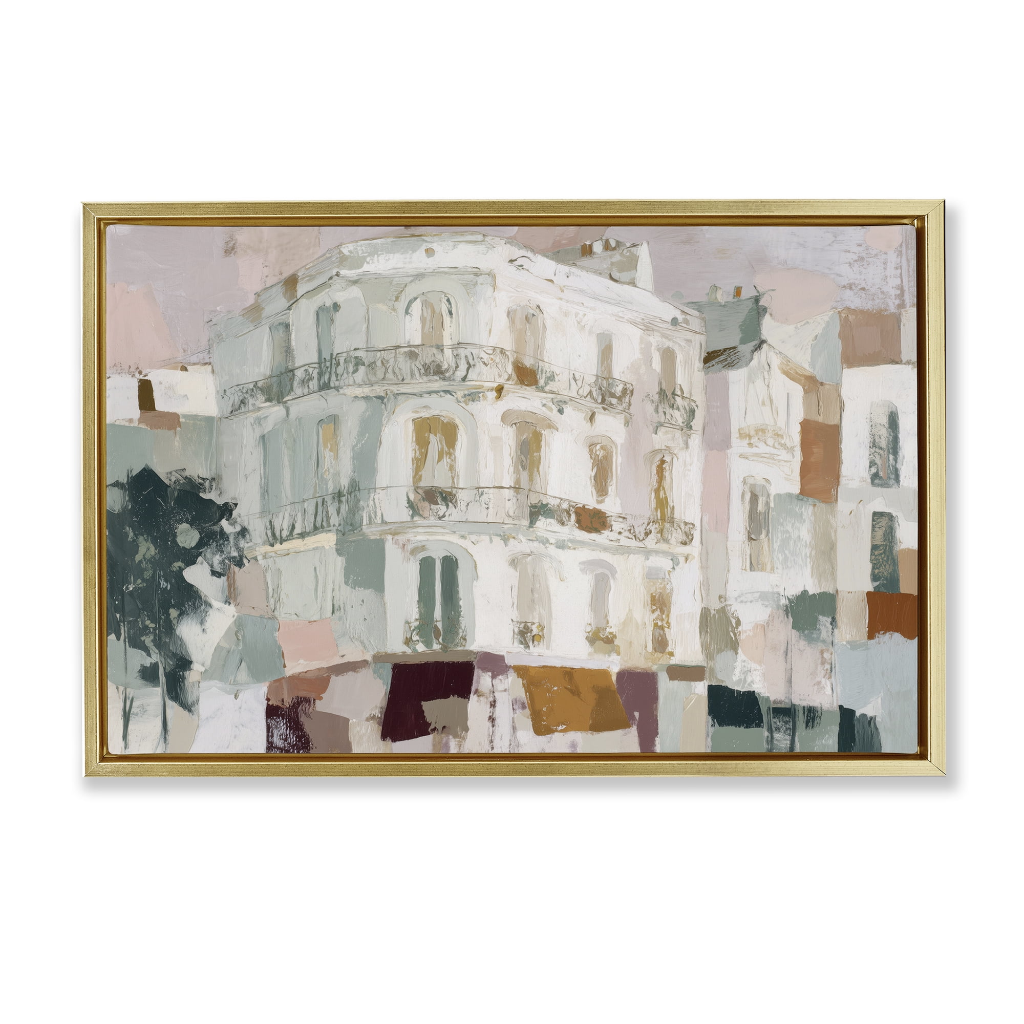 Stupell Industries Barcelona Street Corner Gold Framed Floater Canvas Wall Art, design by Chromatic Storm Studio