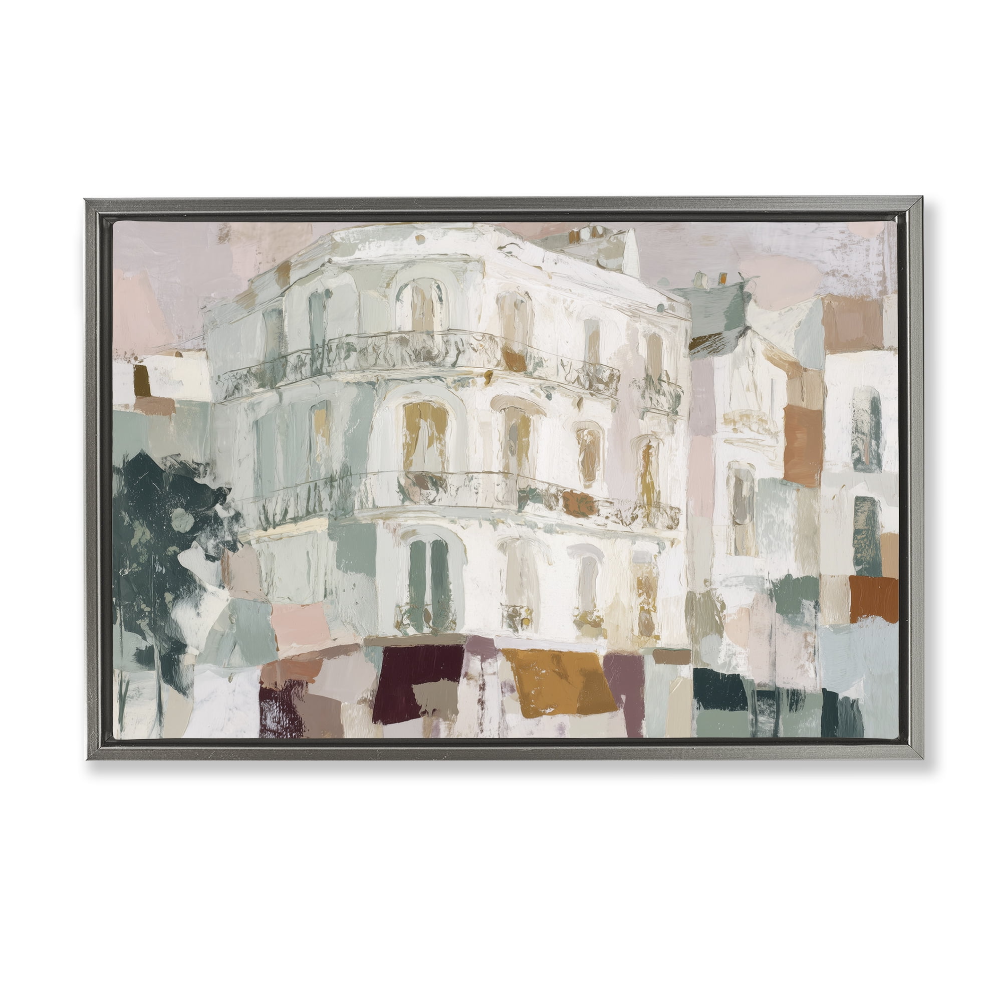 Stupell Industries Barcelona Street Corner Gray Framed Floater Canvas Wall Art, design by Chromatic Storm Studio