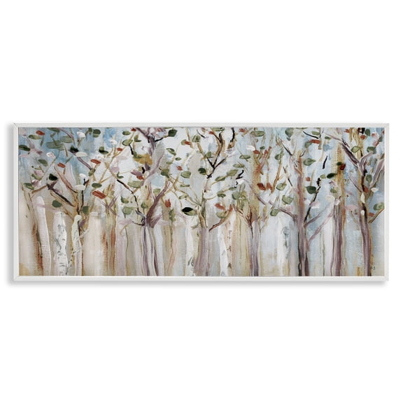 Bare Branch Trees Birch Forest White Framed Giclee Art, 24 x 10, Made In USA