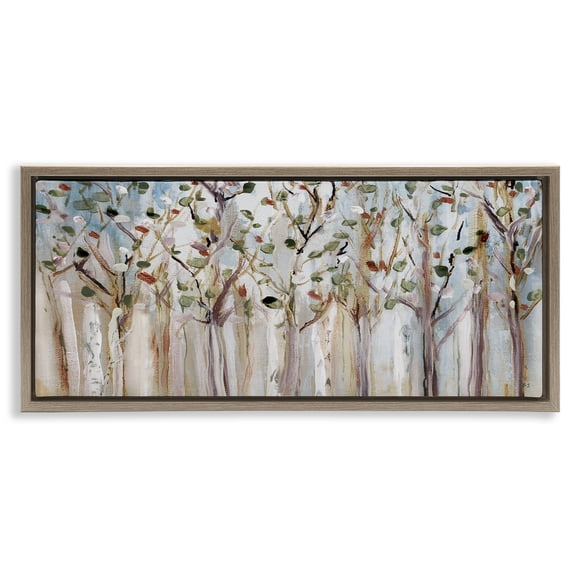 Bare Branch Trees Birch Forest Brown Floating Frame Canvas Art, 31 x 14, Made In USA