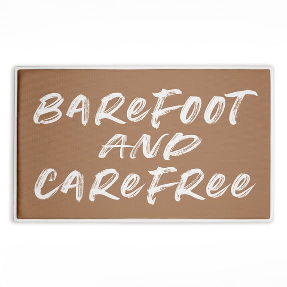 Stupell Industries Barfoot & Carefree Summer Printed Plush Bath Mat and Bath Rug, design by Lettered and Lined, 18"x30"