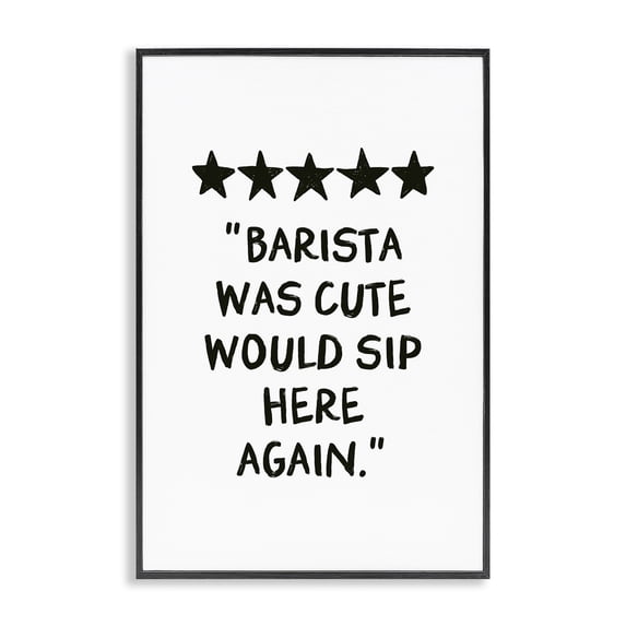 Stupell Industries Barista Was Cute Rating Black Framed Giclee Art design by JJ Design House LLC, 18 x 12