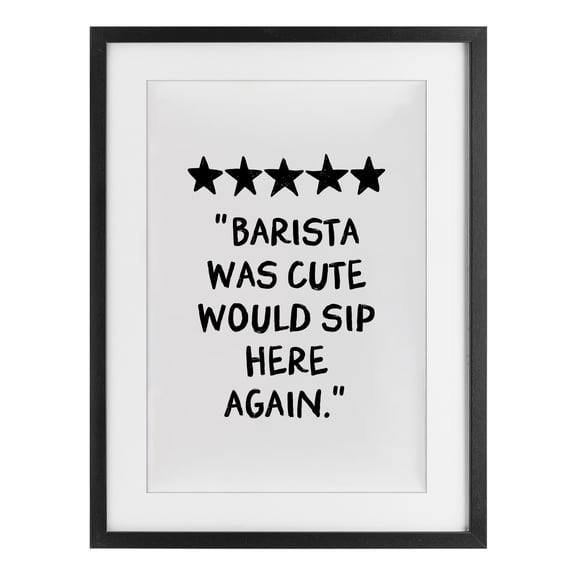Stupell Industries Barista Was Cute Rating Black Framed Print Under Glass design by JJ Design House LLC, 20 x 14