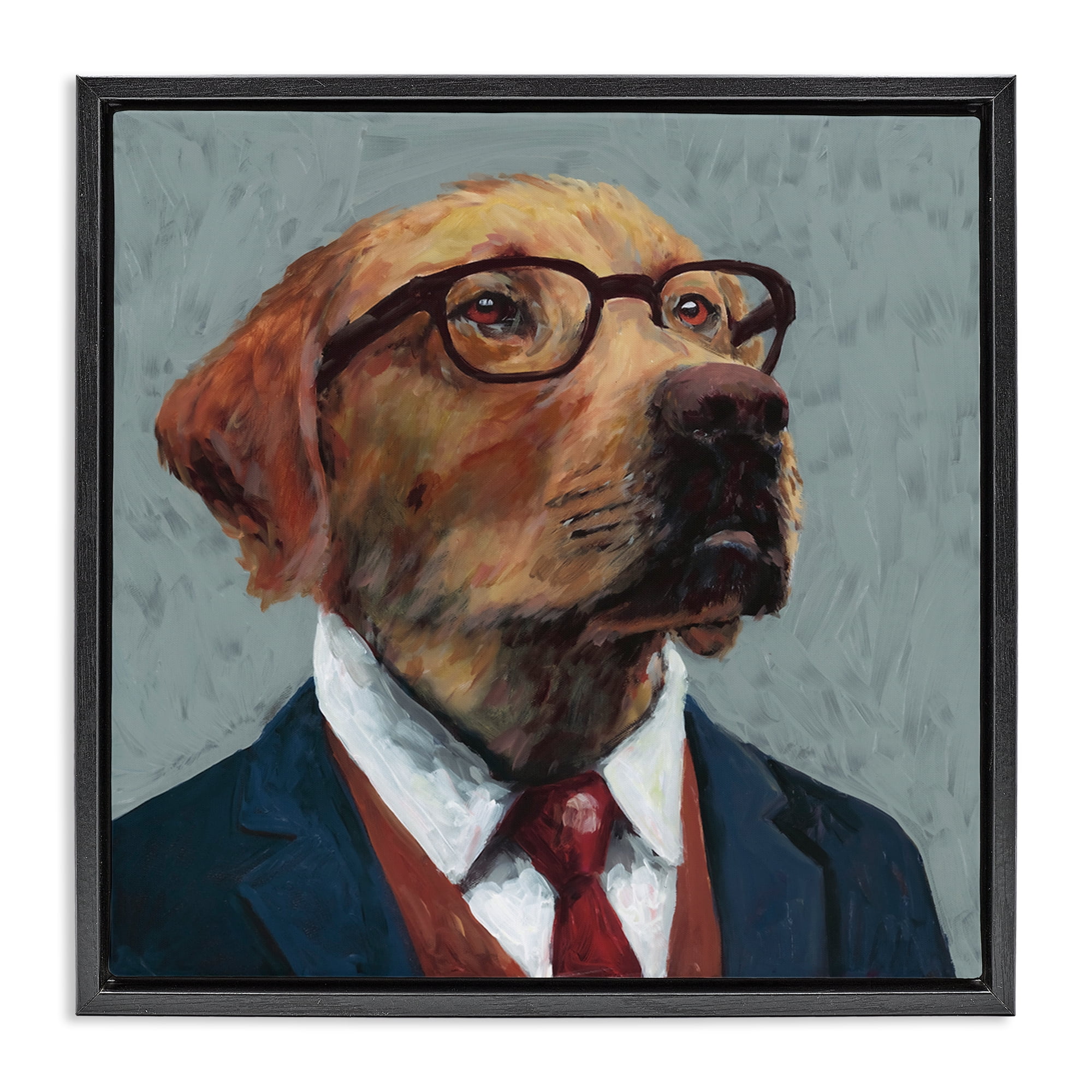 Stupell Industries Bark Kent Portrait Black Framed Floater Canvas Wall Art, design by Studio Bautista