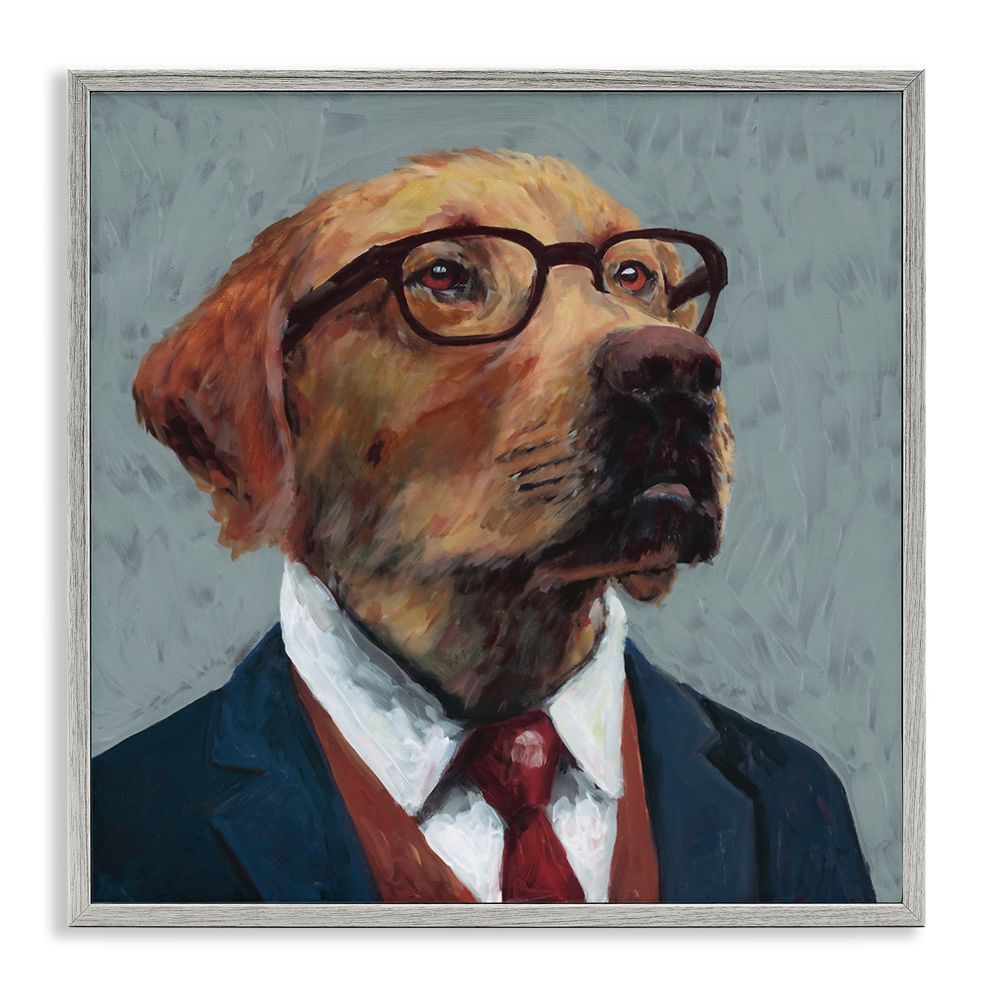 Stupell Industries Bark Kent Portrait Gray Framed Giclee Art, design by Studio Bautista