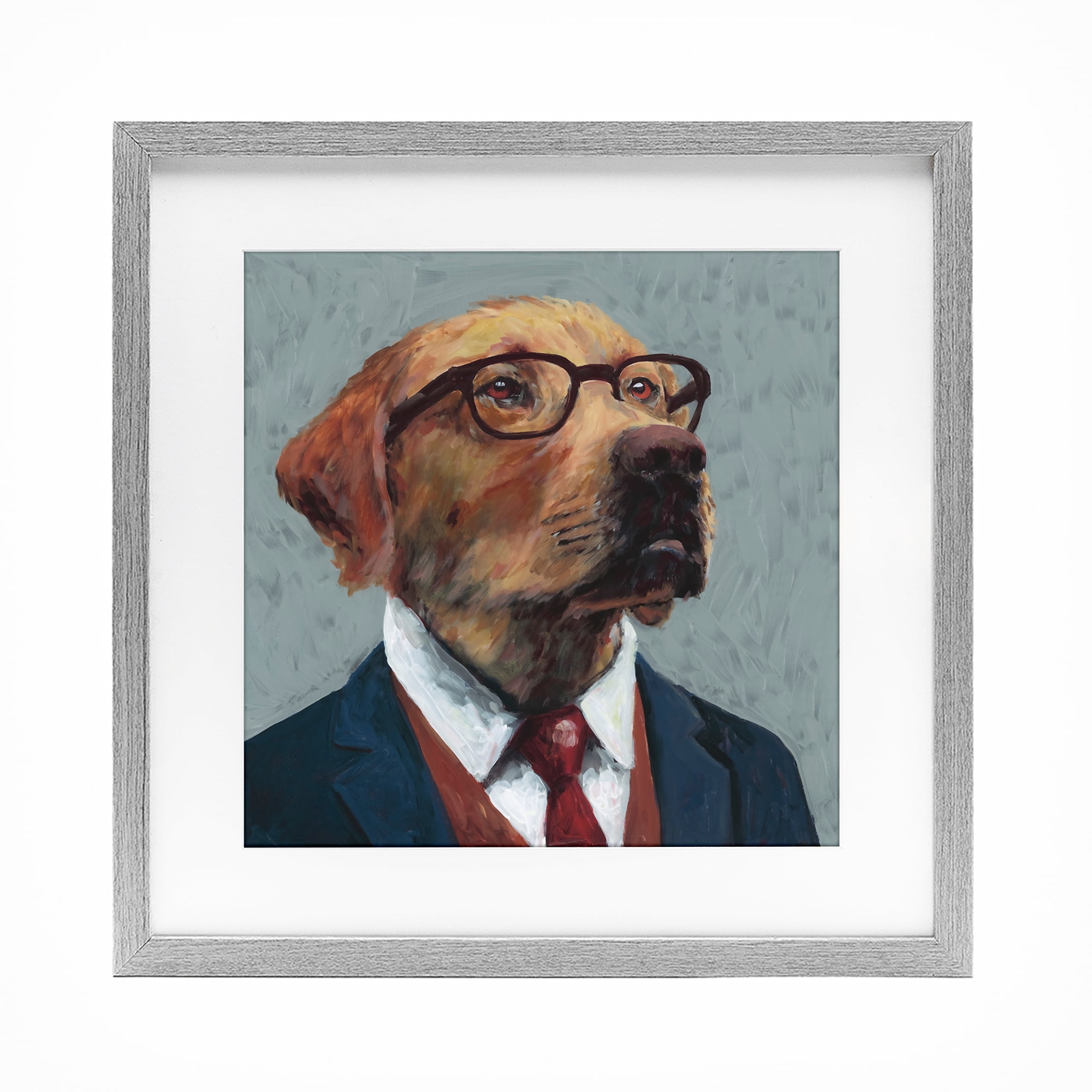 Stupell Industries Bark Kent Portrait Gray Framed Print Under Glass, design by Studio Bautista