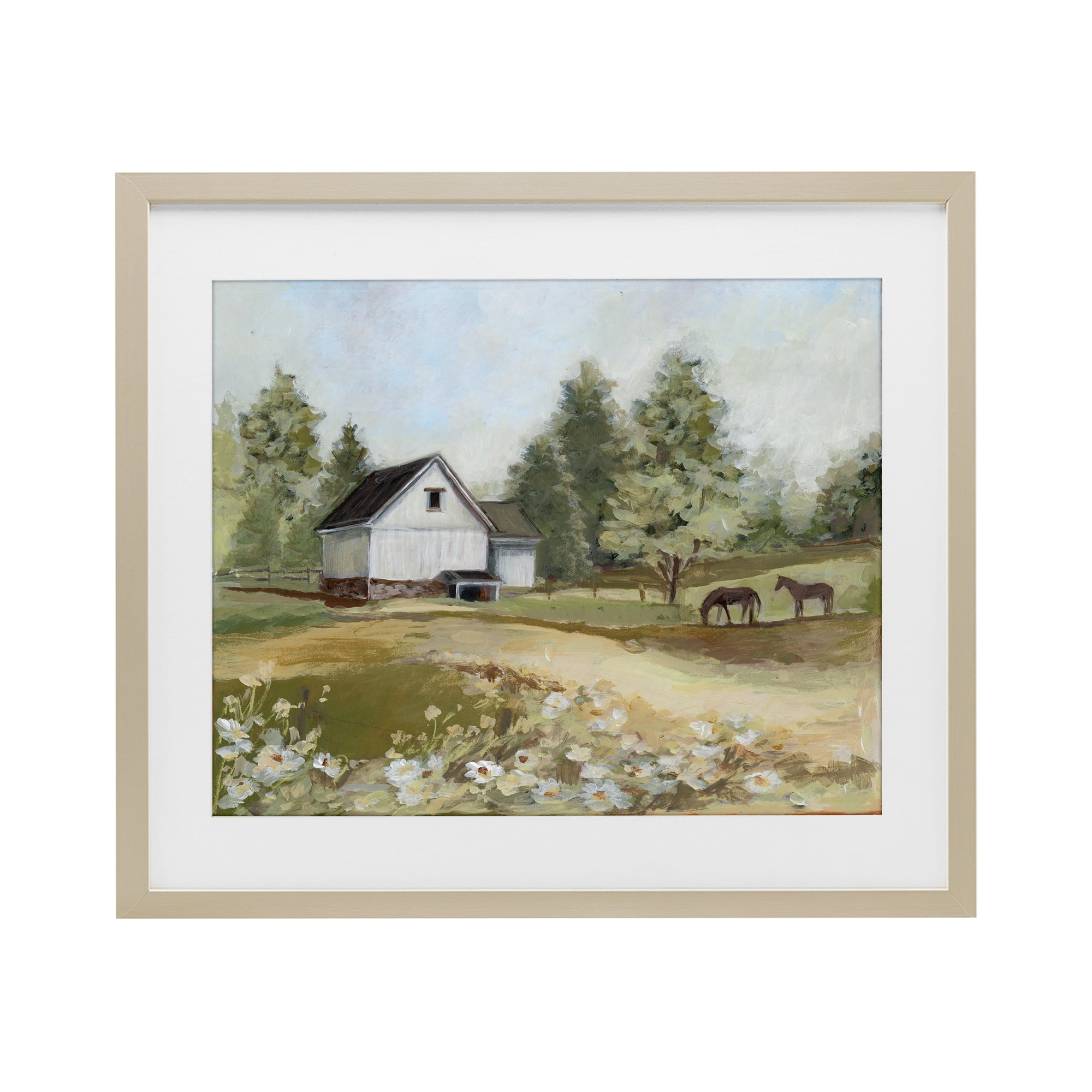 Stupell Industries Barn Field Landscape Birch Framed Print Under Glass, design by Susan Winget