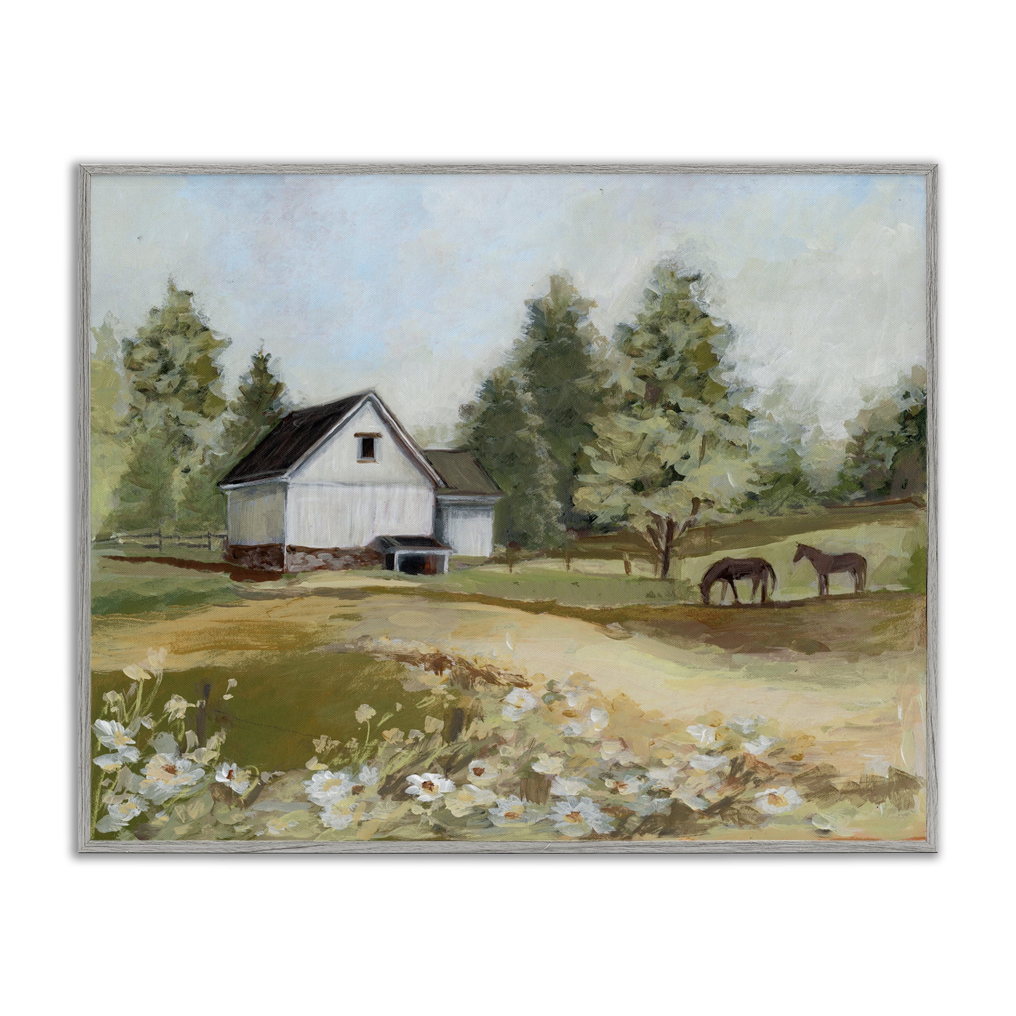 Stupell Industries Barn Field Landscape Gray Framed Giclee Art, design by Susan Winget