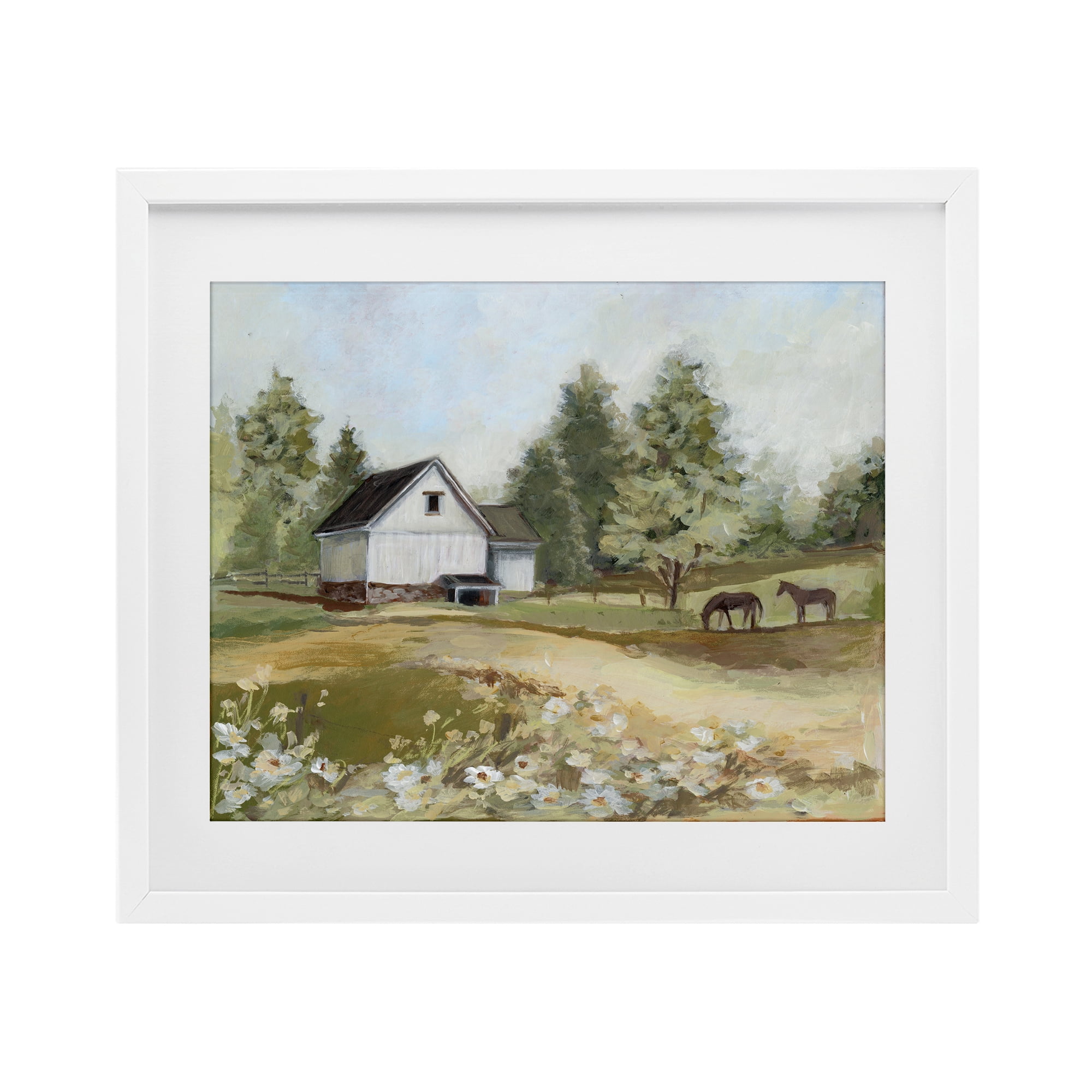 Stupell Industries Barn Field Landscape White Framed Print Under Glass, design by Susan Winget