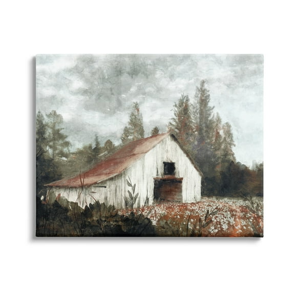 Stupell Industries Barn In Meadow Landscape Landscape Painting Gallery Wrapped Canvas Print Wall Art