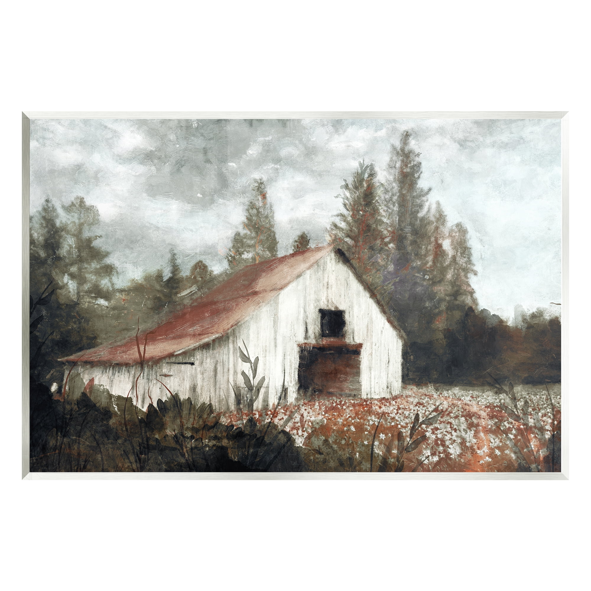Stupell Industries Barn In Meadow Landscape Landscape Painting Unframed ...