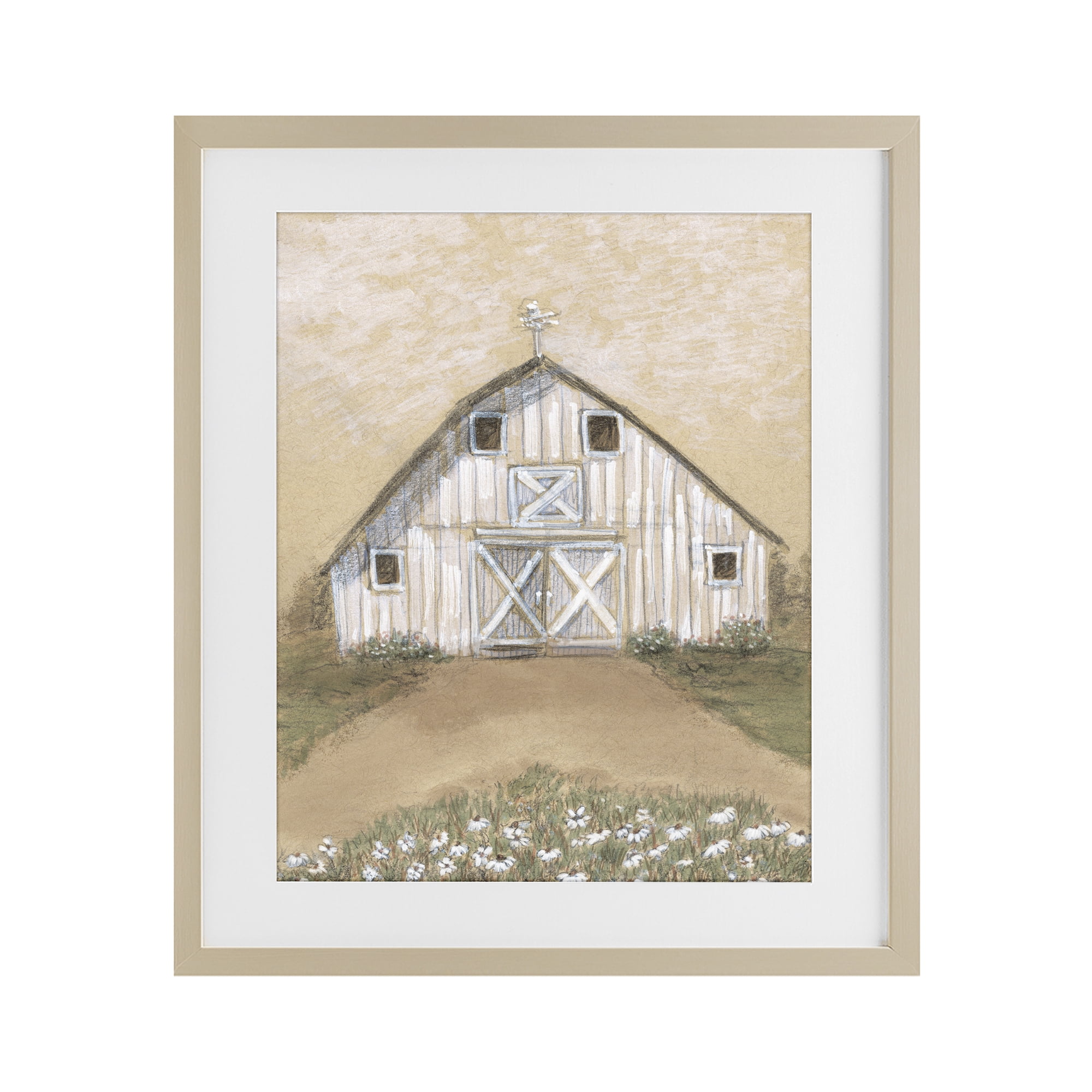 Stupell Industries Barn Lane Flowers Drawing Birch Framed Print Under Glass, design by Patti Bishop