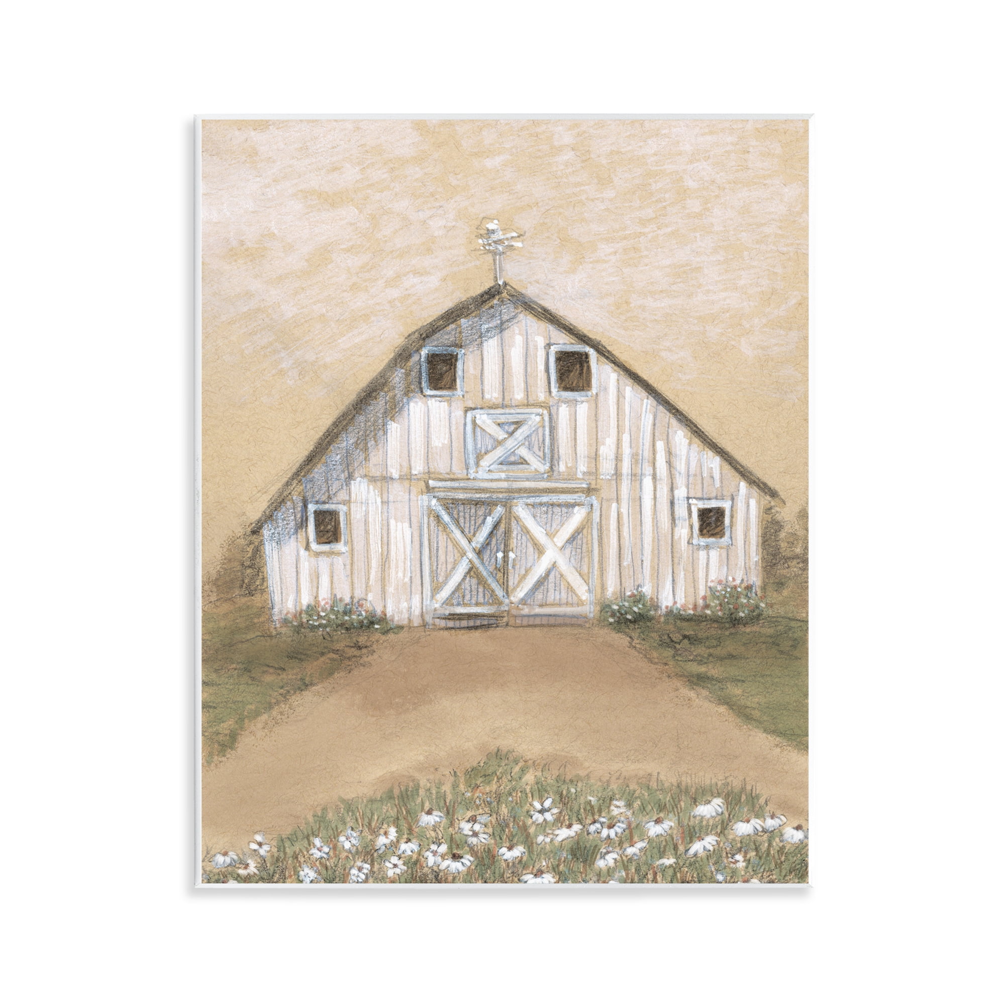 Stupell Industries Barn Lane Flowers Drawing Wall Plaque Art, design by Patti Bishop