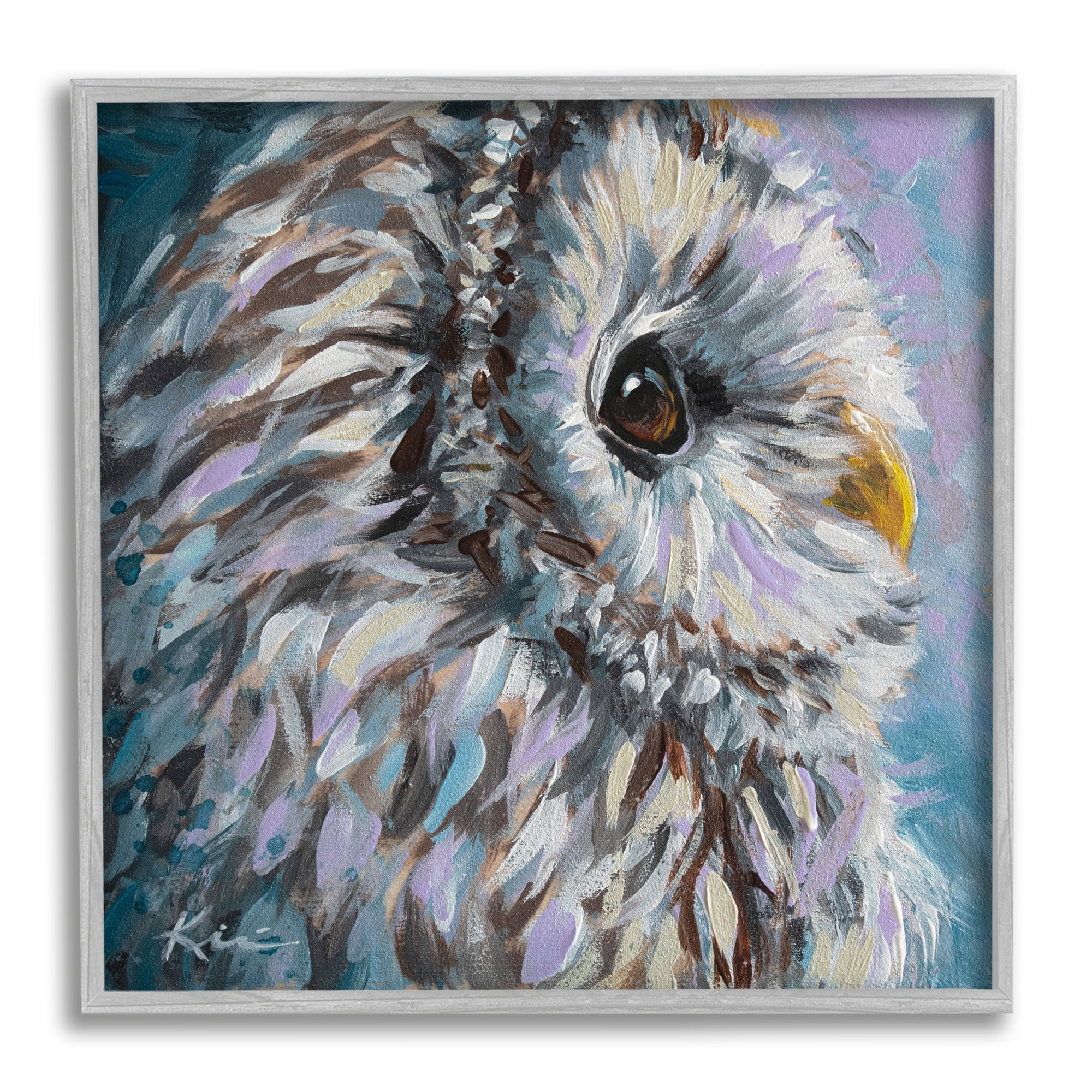 Stupell Industries Barn Owl Pastel Hues Painting Animals & Insects Painting Gray Framed Art Print Wall Art