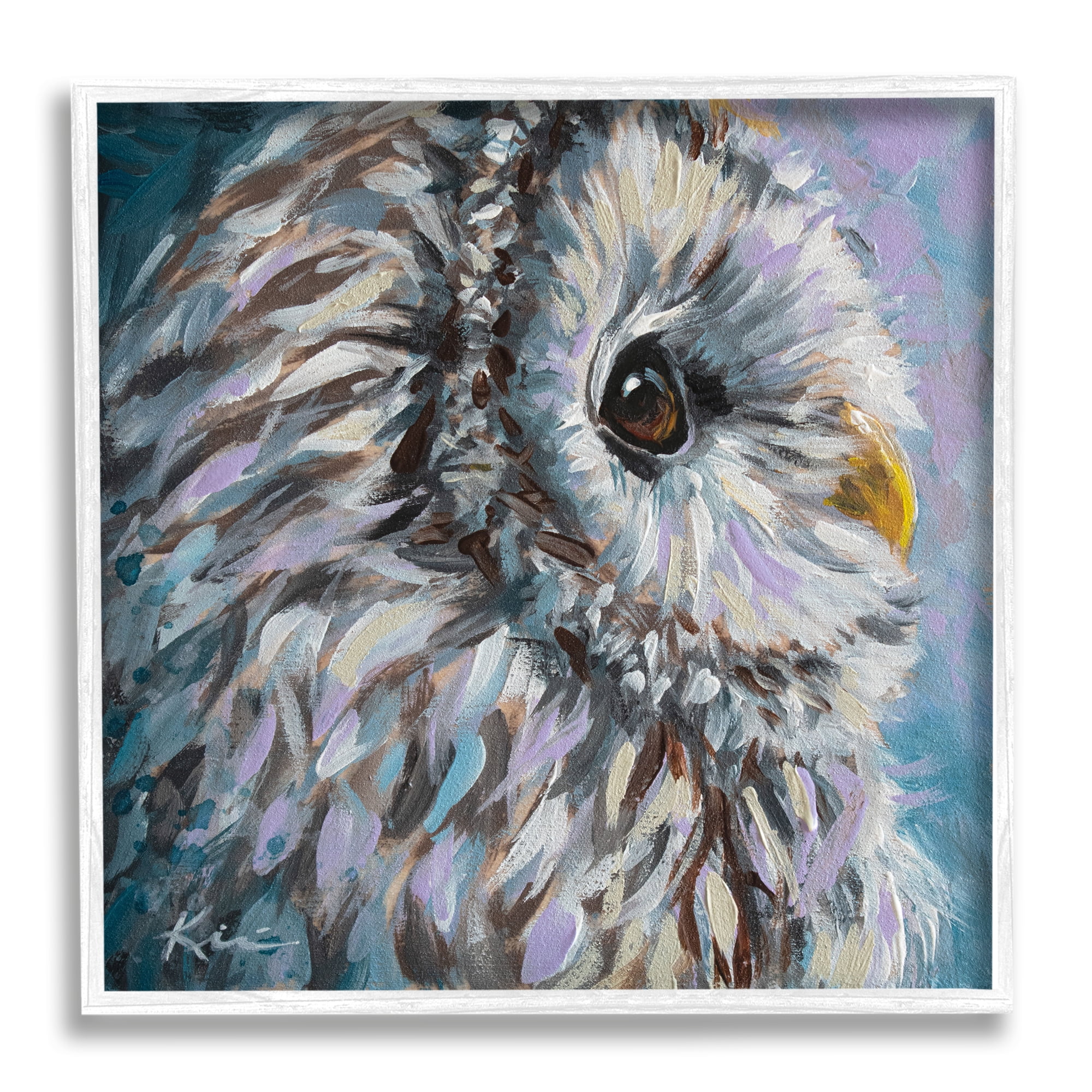 Stupell Industries Barn Owl Pastel Hues Painting Animals & Insects Painting White Framed Art Print Wall Art