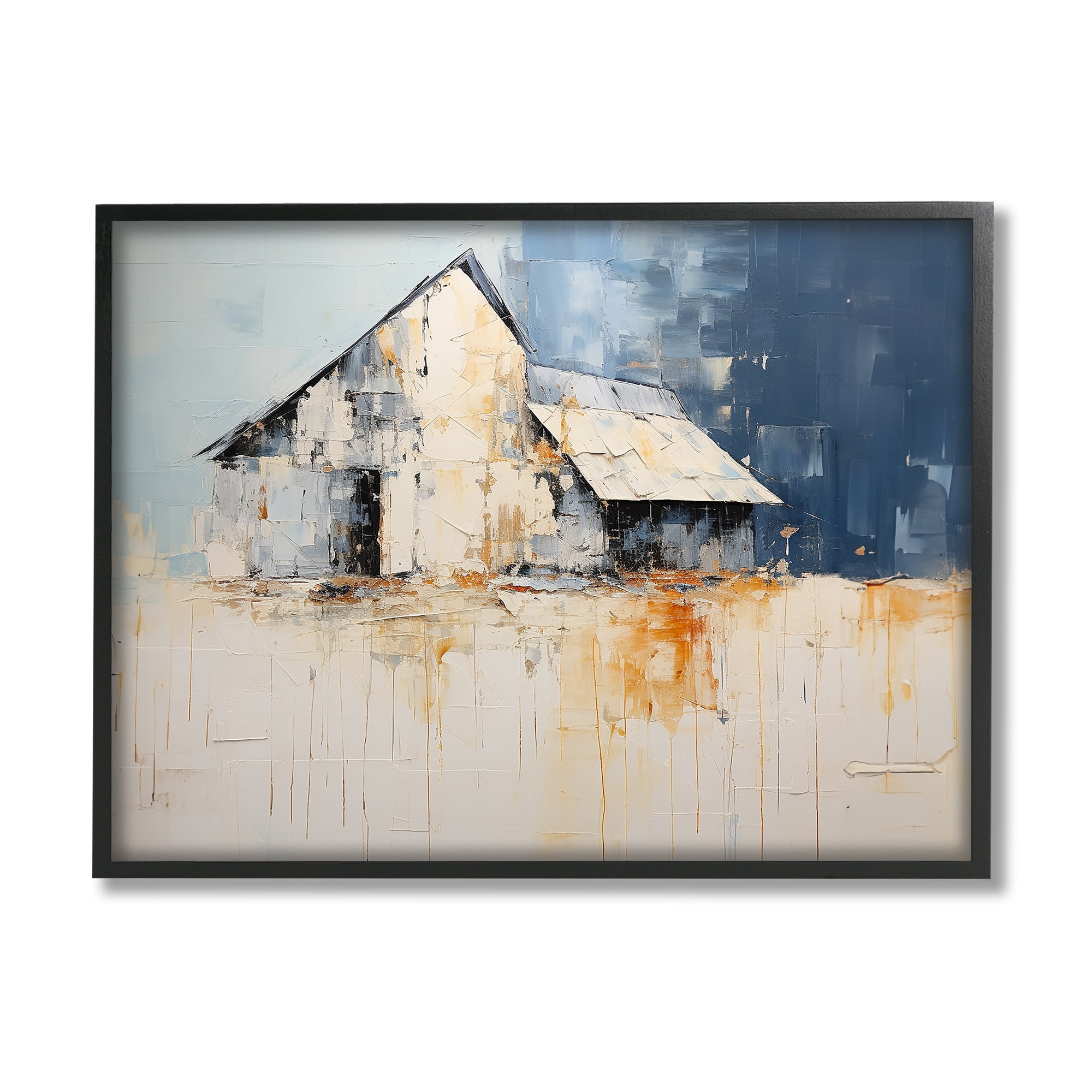 Stupell Industries Barn Painting Abstraction Abstract Painting Black Framed Art Print Wall Art, 14 x 11