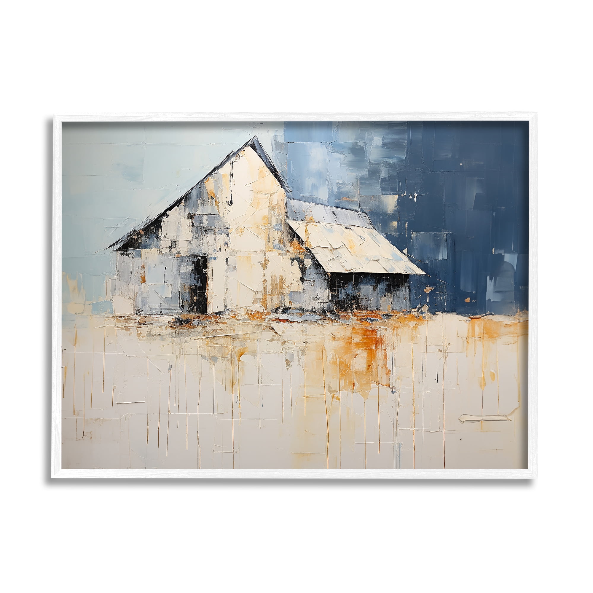 Stupell Industries Barn Painting Abstraction Abstract Painting White Framed Art Print Wall Art, 30 x 24