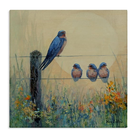 Stupell Industries Barn Swallow Family Landscape & Nature Painting Wrapped Canvas Canvas Art Print Wall Art, 17 x 17
