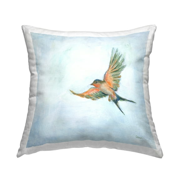Stupell Industries Barn Swallow Flying Bird Square Decorative Printed Throw Pillow, 18 x 18