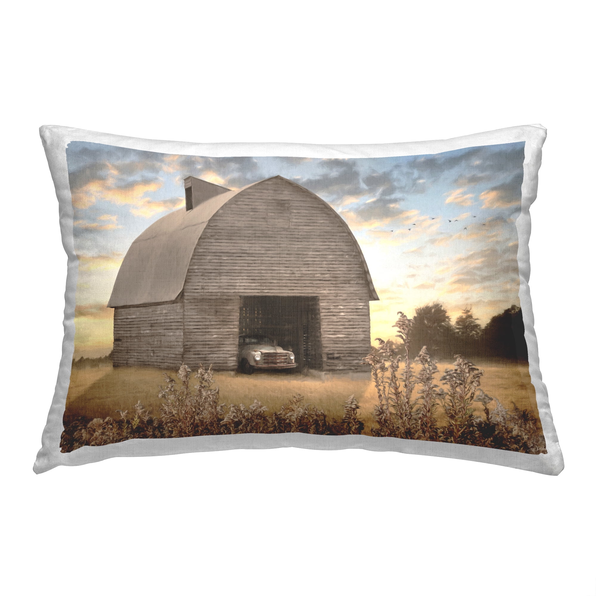 Stupell Industries Barn & Truck at Sunrise Decorative Printed Throw Pillow, 14 x 20