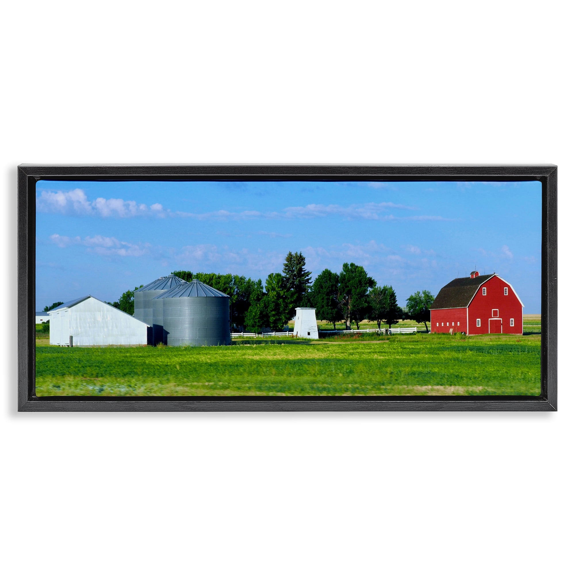 Stupell Industries Barn with Silo Black Framed Floater Canvas Wall Art, design by Gail Peck