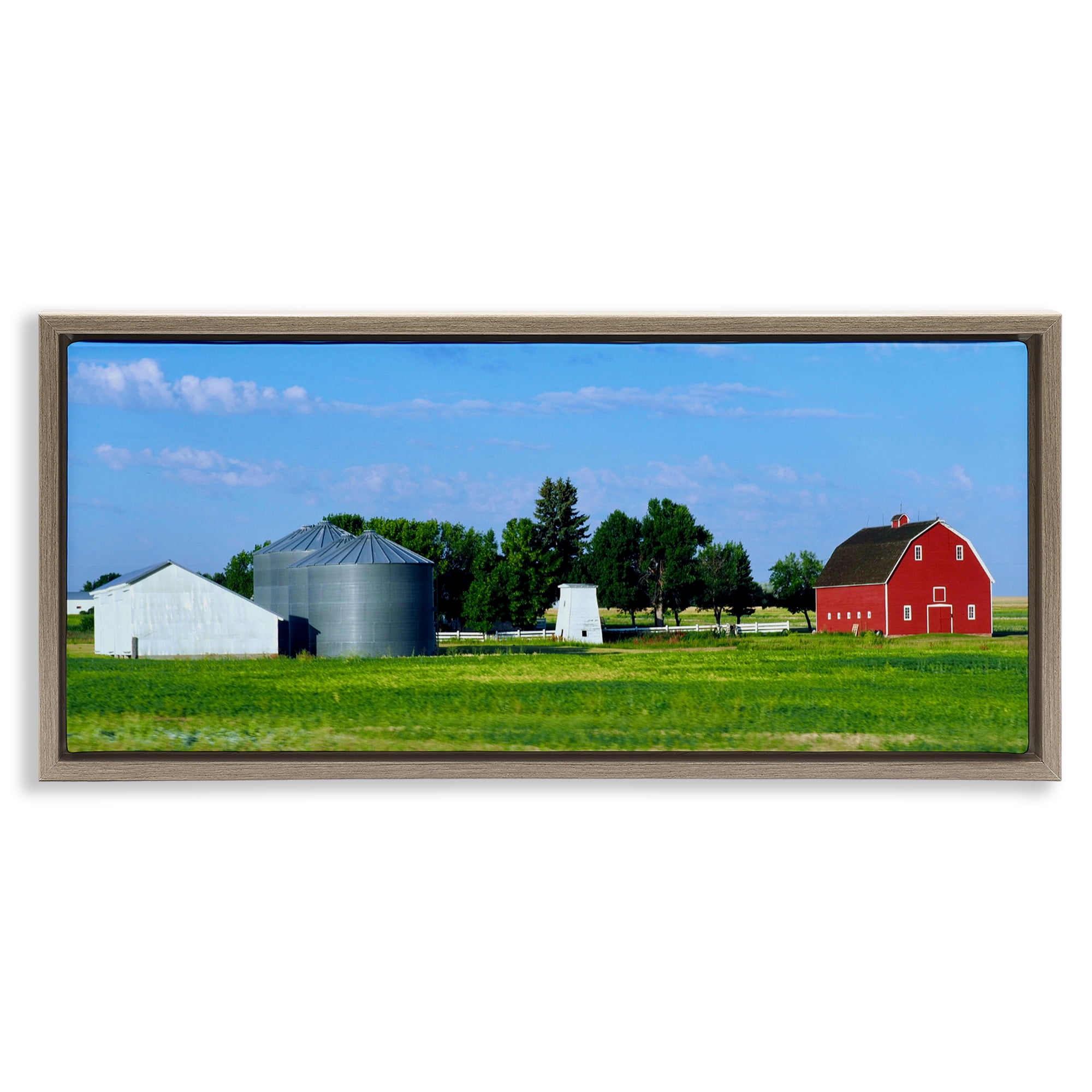 Stupell Industries Barn with Silo Brown Framed Floater Canvas Wall Art, design by Gail Peck