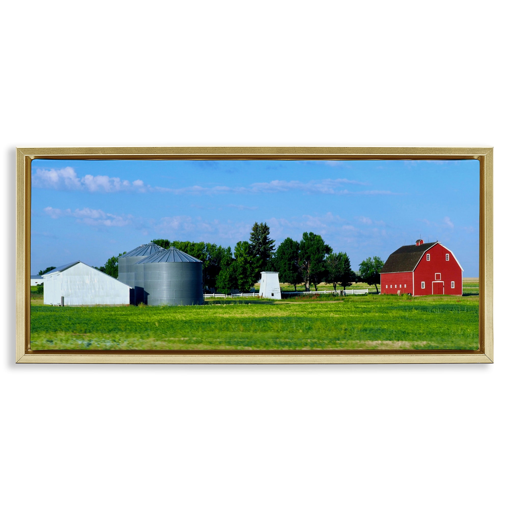 Stupell Industries Barn with Silo Gold Framed Floater Canvas Wall Art, design by Gail Peck