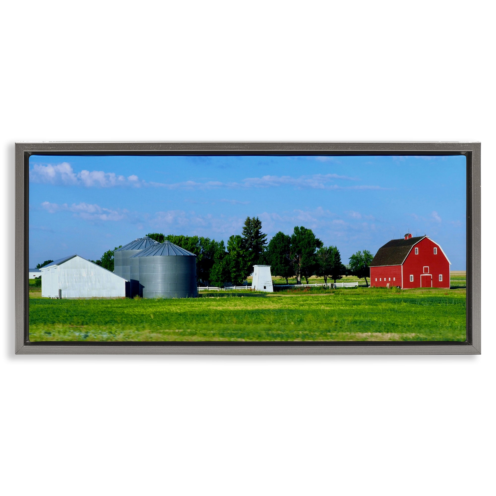 Stupell Industries Barn with Silo Gray Framed Floater Canvas Wall Art, design by Gail Peck