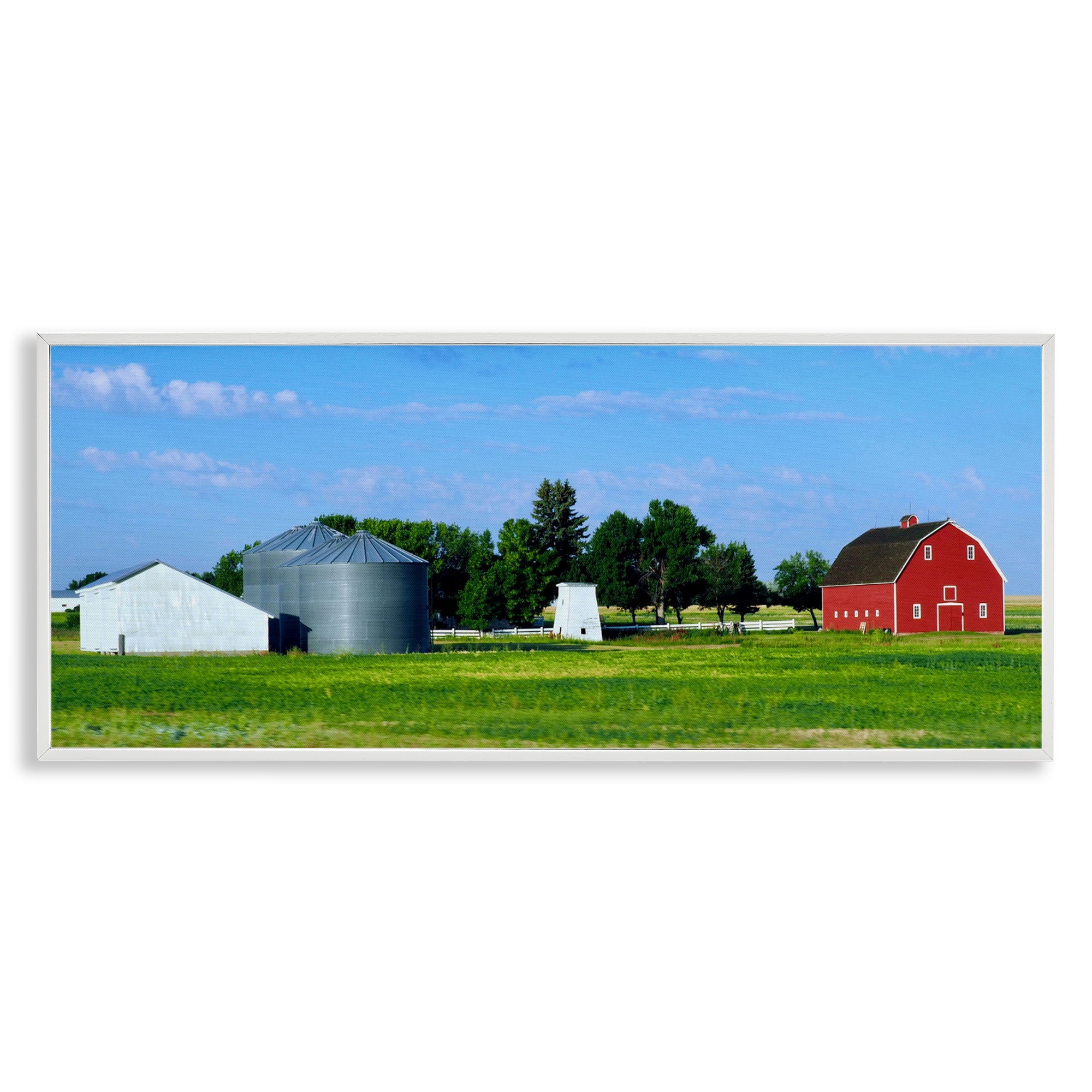 Stupell Industries Barn with Silo White Framed Giclee Art, design by Gail Peck