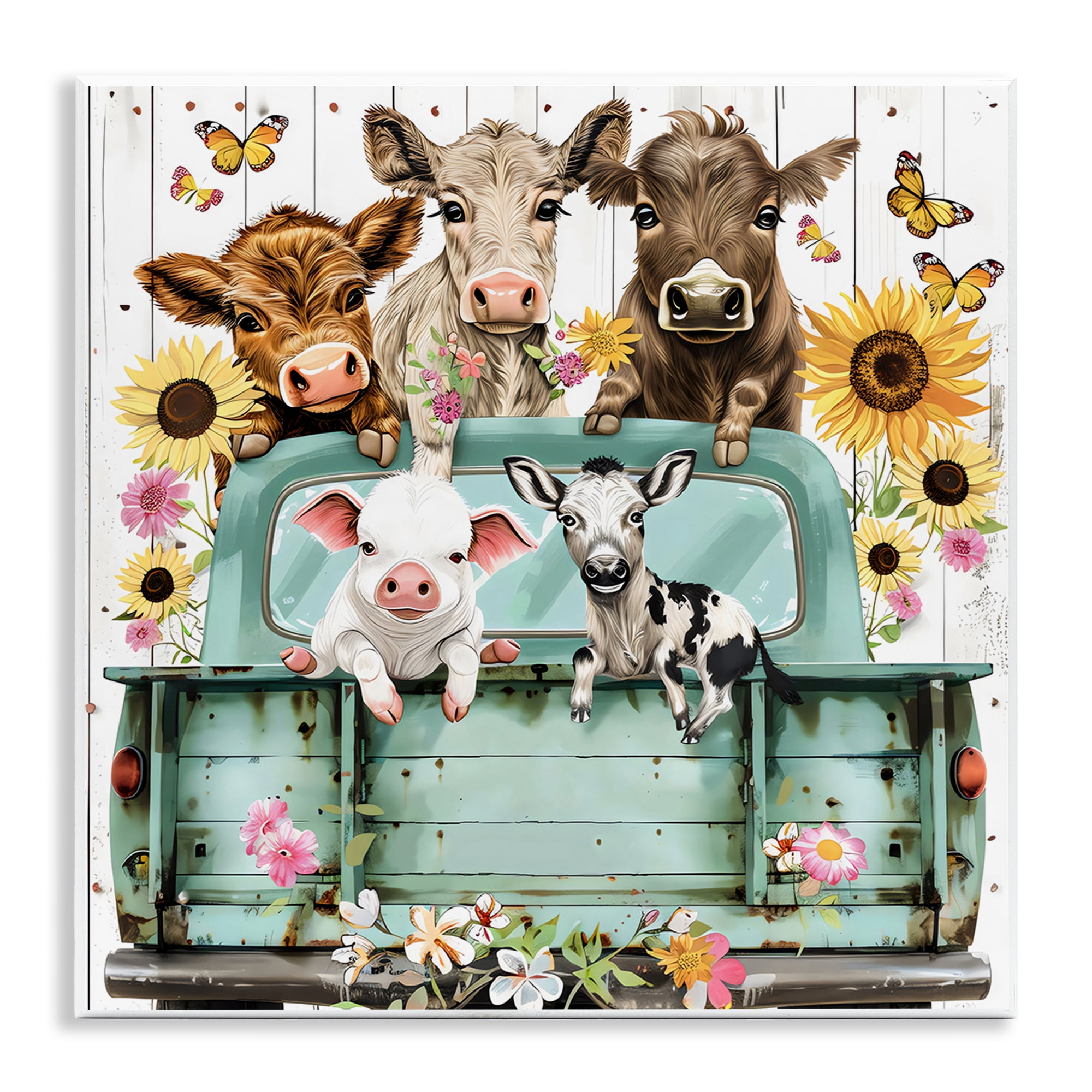 Stupell Industries Barnyard Friends in Vintage Truck Wall Plaque Art, design by Creative Studio