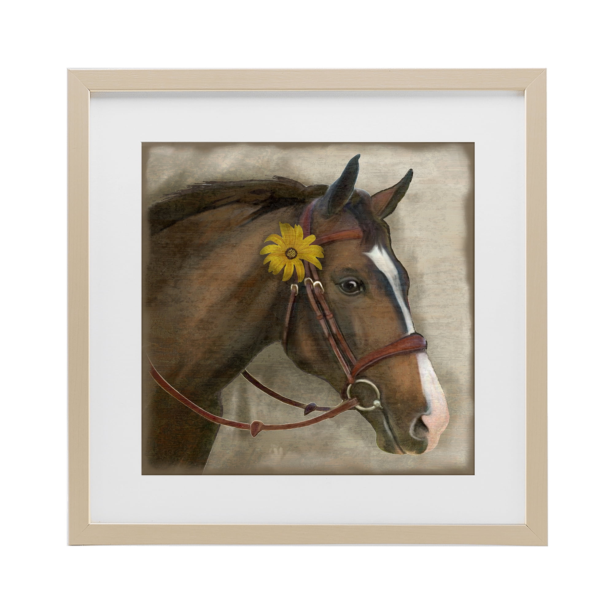 Stupell Industries Barnyard Horse with Daisy Birch Framed Print Under Glass, design by Suzanne Nicoll