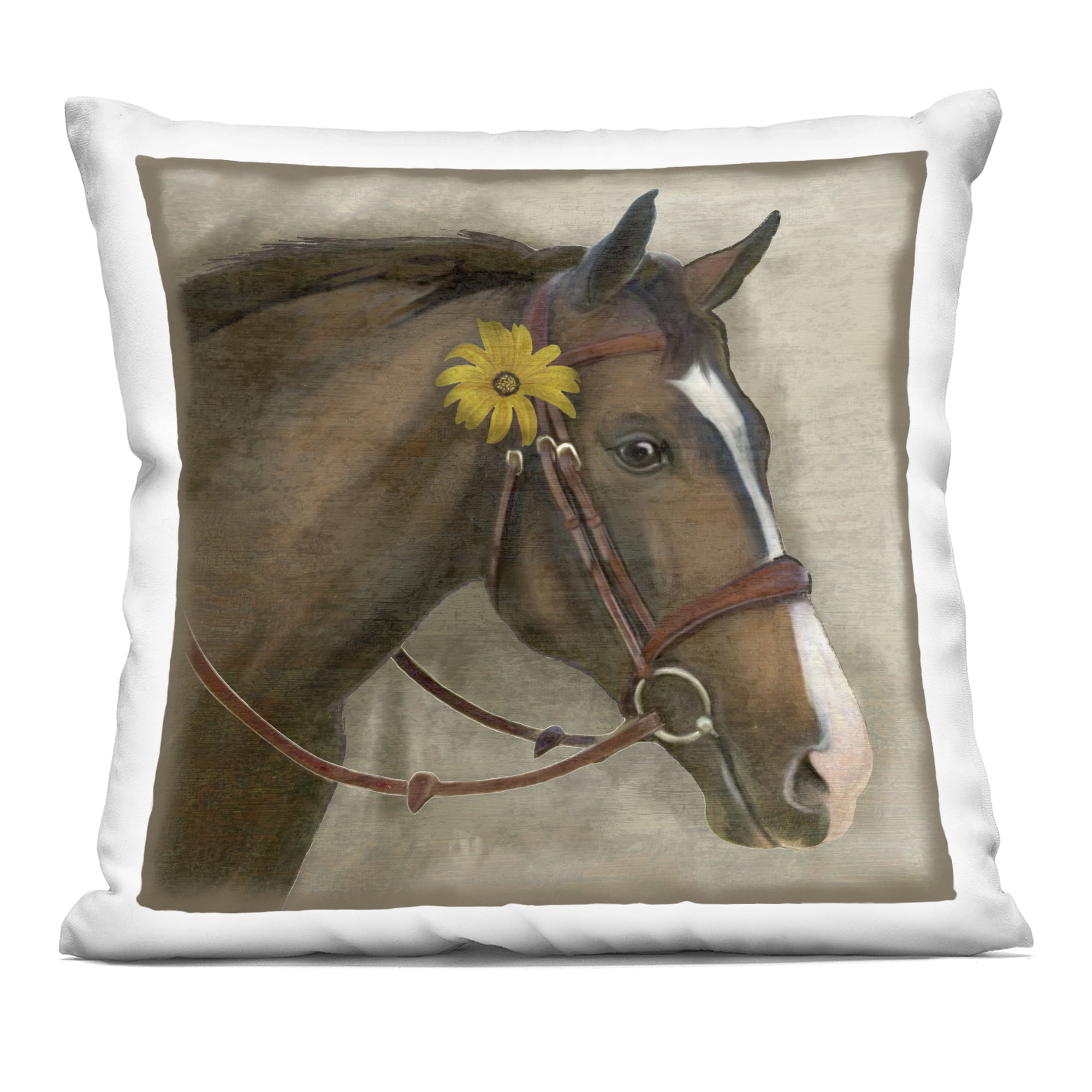 Stupell Industries Barnyard Horse with Daisy Decorative Printed Throw Pillow, design by Suzanne Nicoll, 18 x 7 x 18