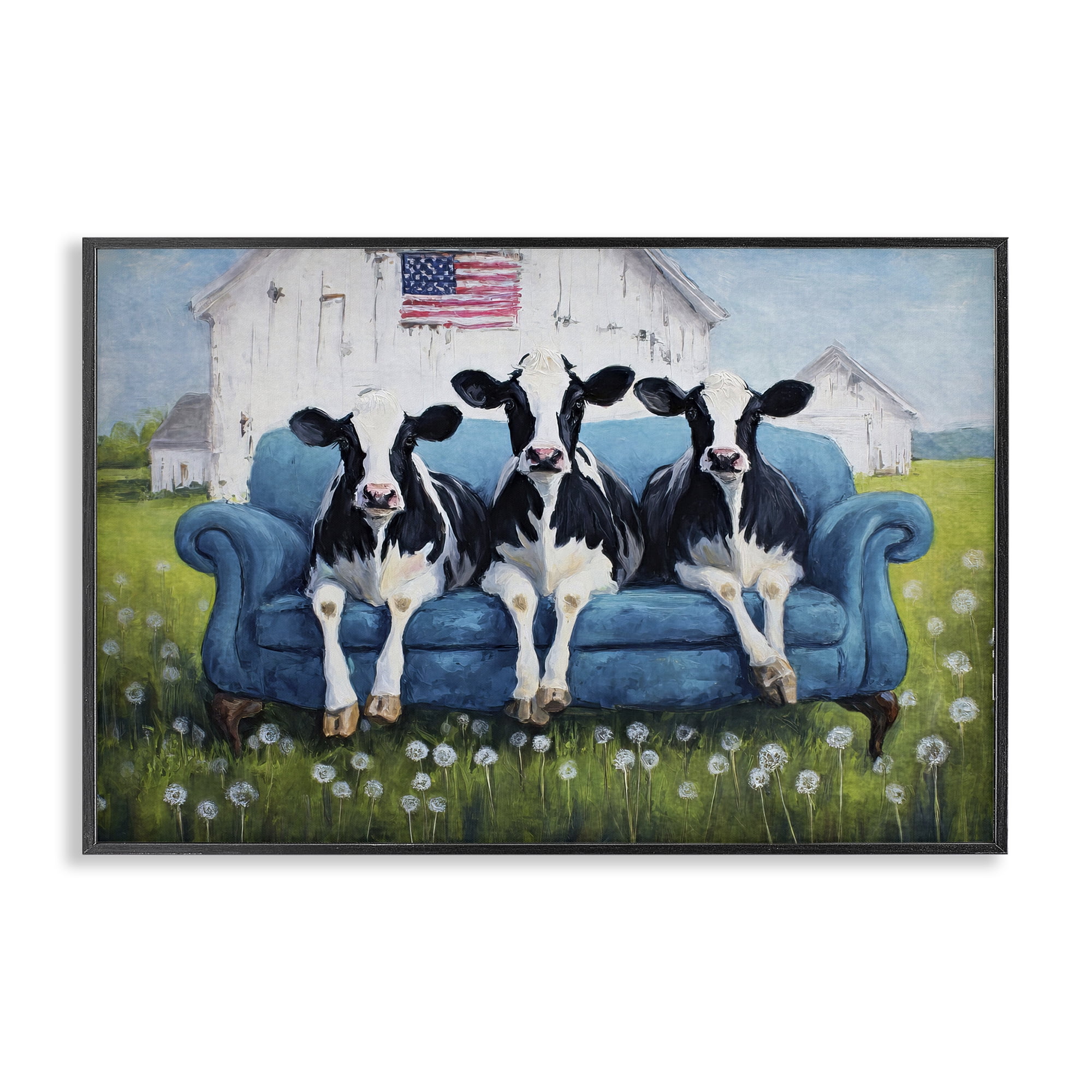 Stupell Industries Barnyard Sofa Sisters Black Framed Giclee Art, design by Tina LeCour