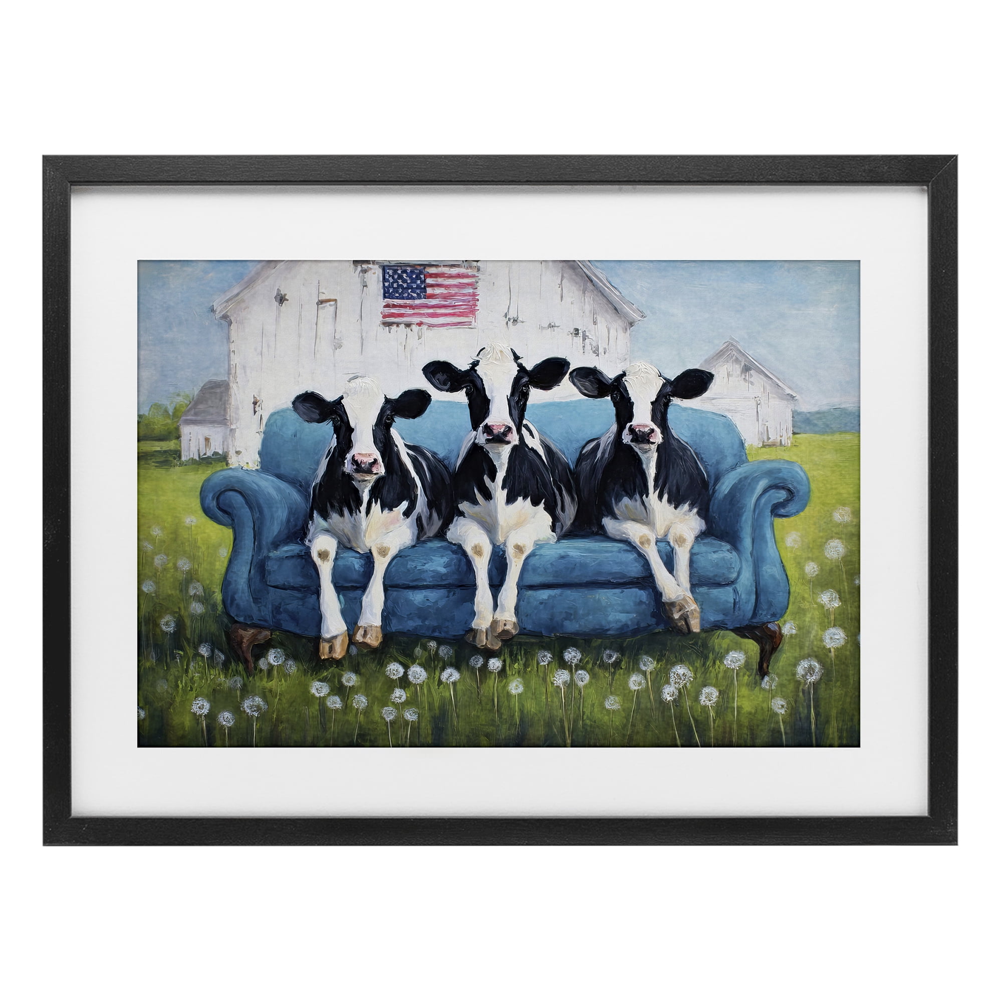Stupell Industries Barnyard Sofa Sisters Black Framed Print Under Glass, design by Tina LeCour