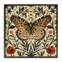 Stupell Industries Baroque Butterfly & Botanicals Animals Painting Black Framed Art Print Wall Art, 12 x 12