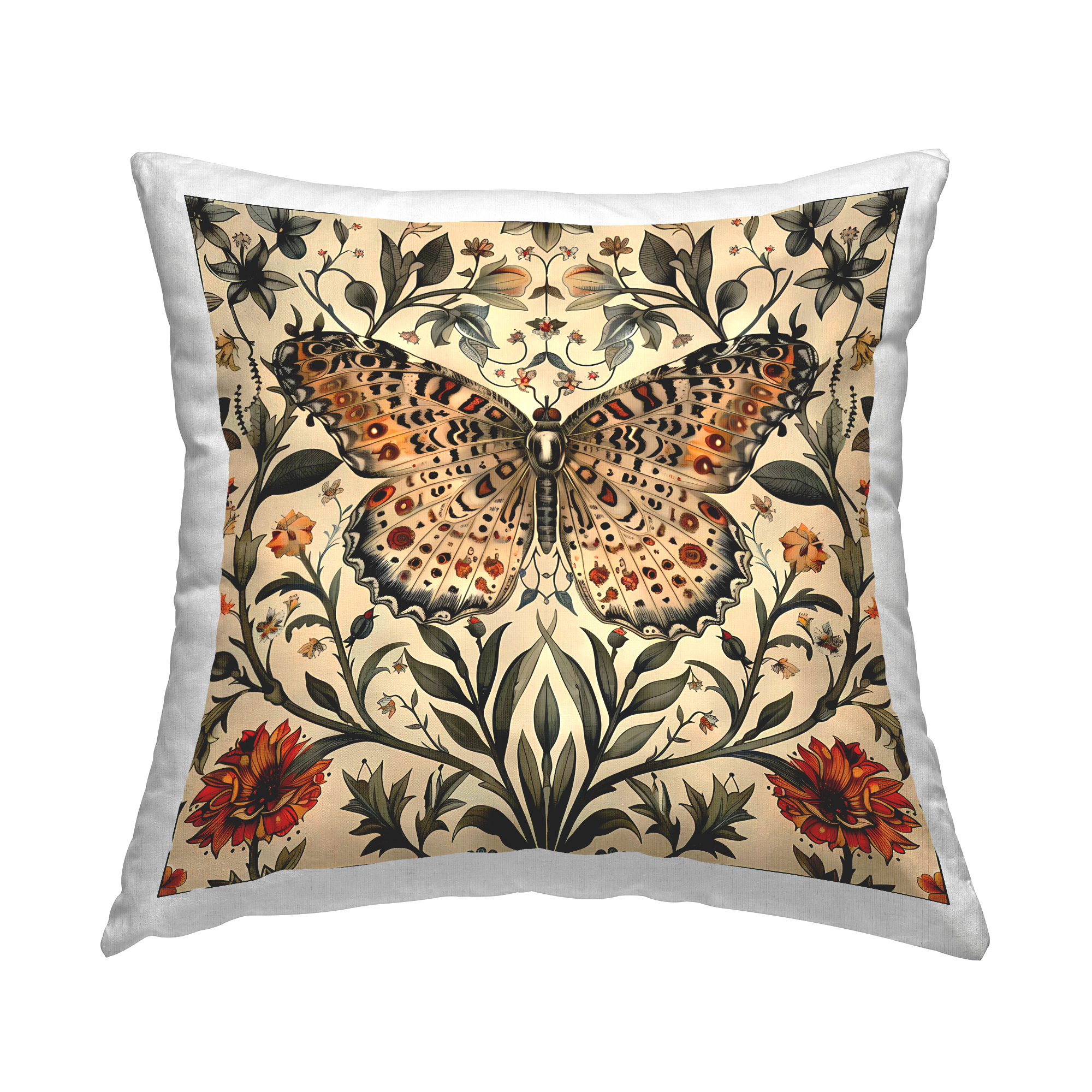 Stupell Industries Baroque Butterfly & Botanicals Decorative Printed Throw Pillow Design by Walker Noble .