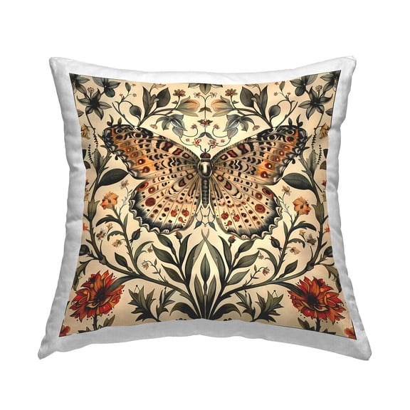 Stupell Industries Baroque Butterfly & Botanicals Decorative Printed Throw Pillow Design by Walker Noble .