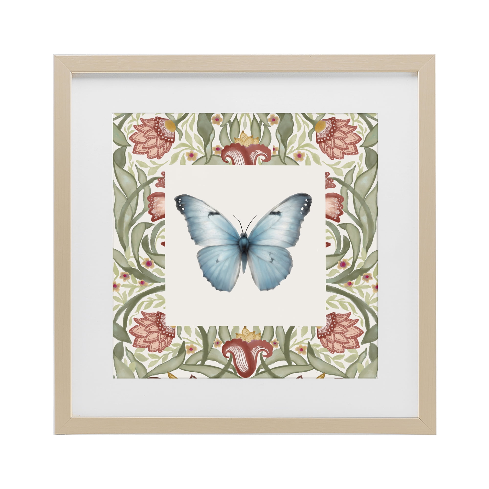 Stupell Industries Baroque Butterfly Vintage Flowers Birch Framed Print Under Glass, design by Elizabeth Medley