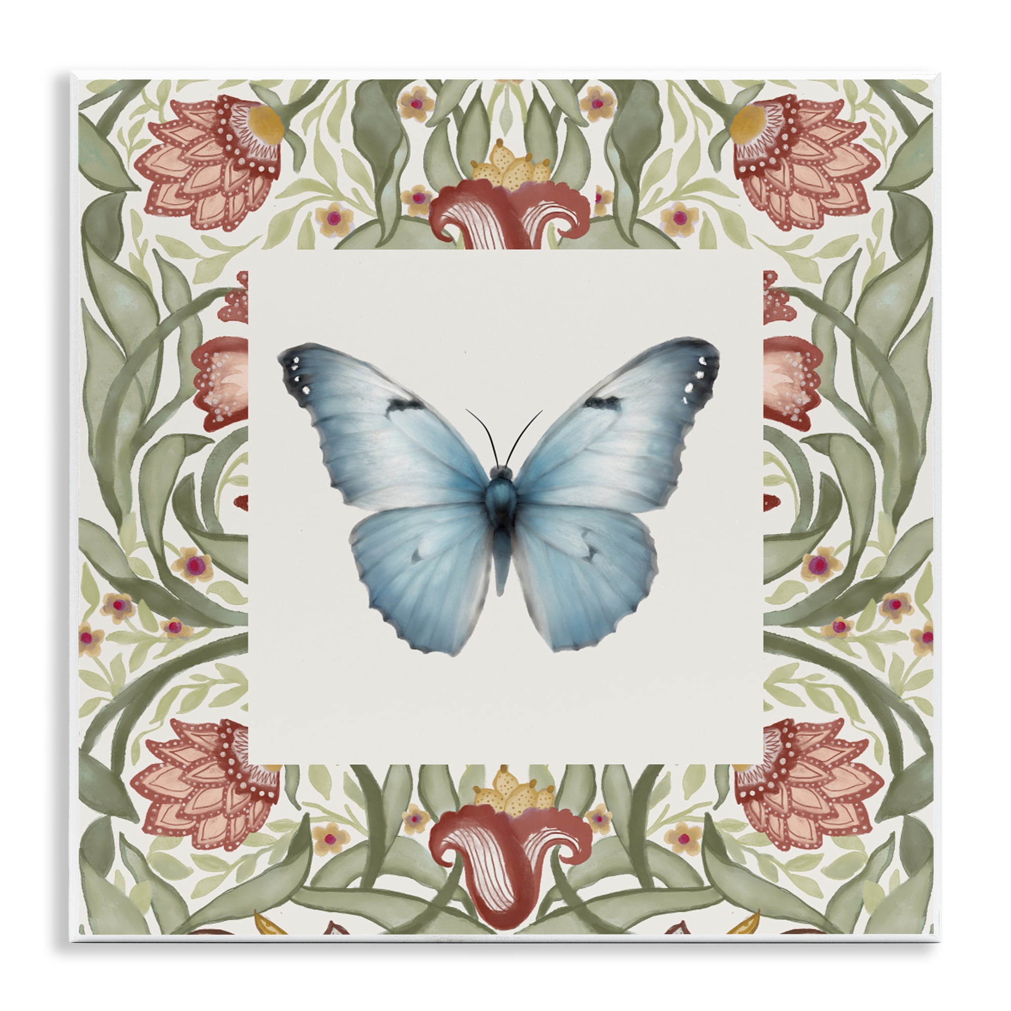 Stupell Industries Baroque Butterfly Vintage Flowers Wall Plaque Art, design by Elizabeth Medley
