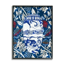 Stupell Industries Baroque Floral Pattern Vase Botanical & Floral Painting Black Framed Art Print Wall Art