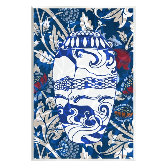 Stupell Industries Baroque Floral Pattern Vase Botanical & Floral Painting Unframed Art Print Wall Art