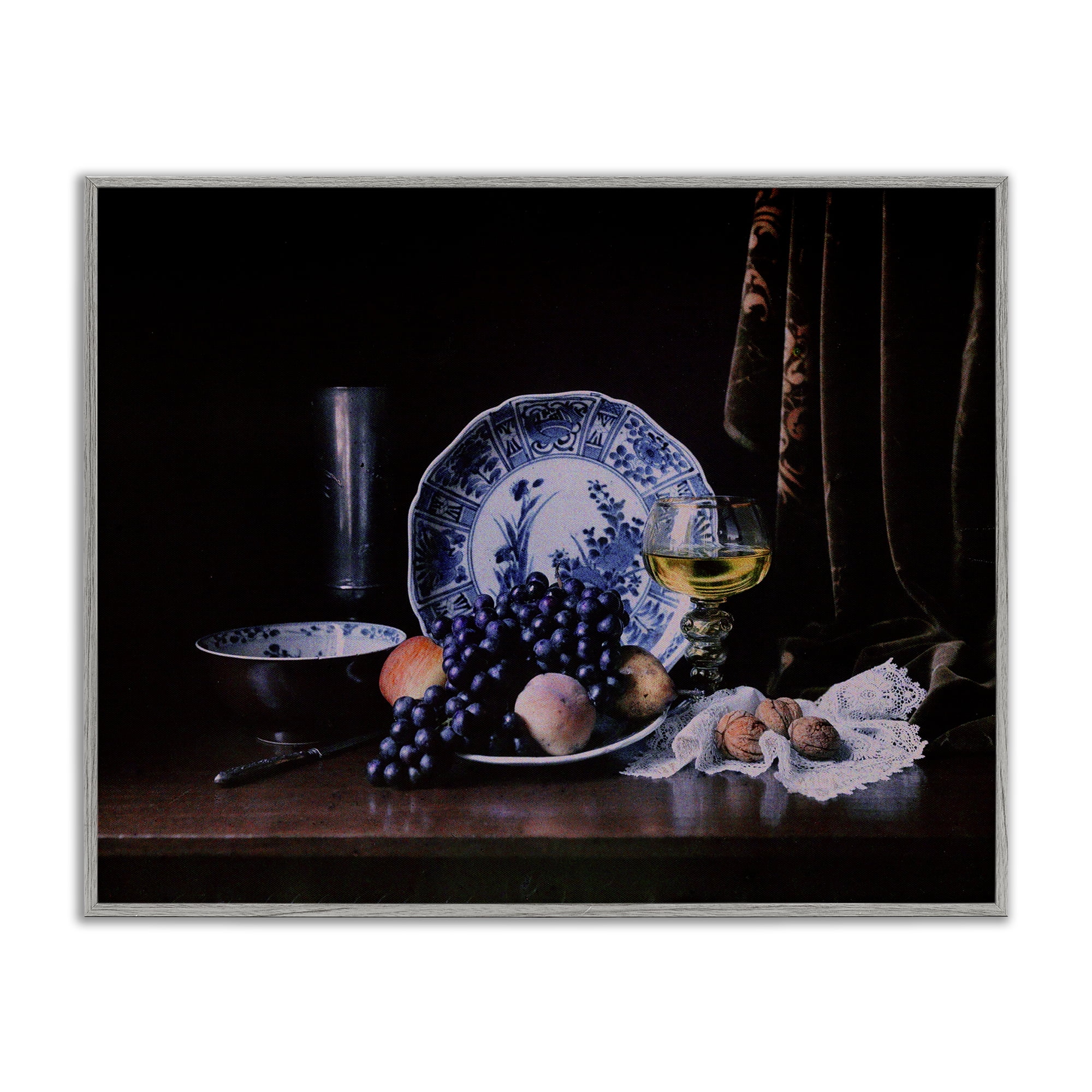 Stupell Industries Baroque Still Life Food & Beverage Photography Gray Framed Art Print Wall Art, 30 x 24