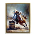 thumbnail image 1 of Stupell Industries Barrel Racer Cowgirl Novelty Painting Gold Floater Framed Canvas Art Print Wall Art, 17 x 21, 1 of 2