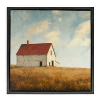 Stupell Industries Barren Farmland Barn Landscape & Nature Painting Black Floater Framed Canvas Art Print Wall Art, 18 x 18