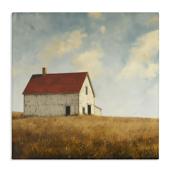 Stupell Industries Barren Farmland Barn Landscape & Nature Painting Wrapped Canvas Art Print Wall Art, 30 x 30