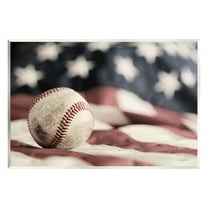 Stupell Industries Baseball & American Flag Sports Photography Unframed Art Print Wall Art, 15 x 10
