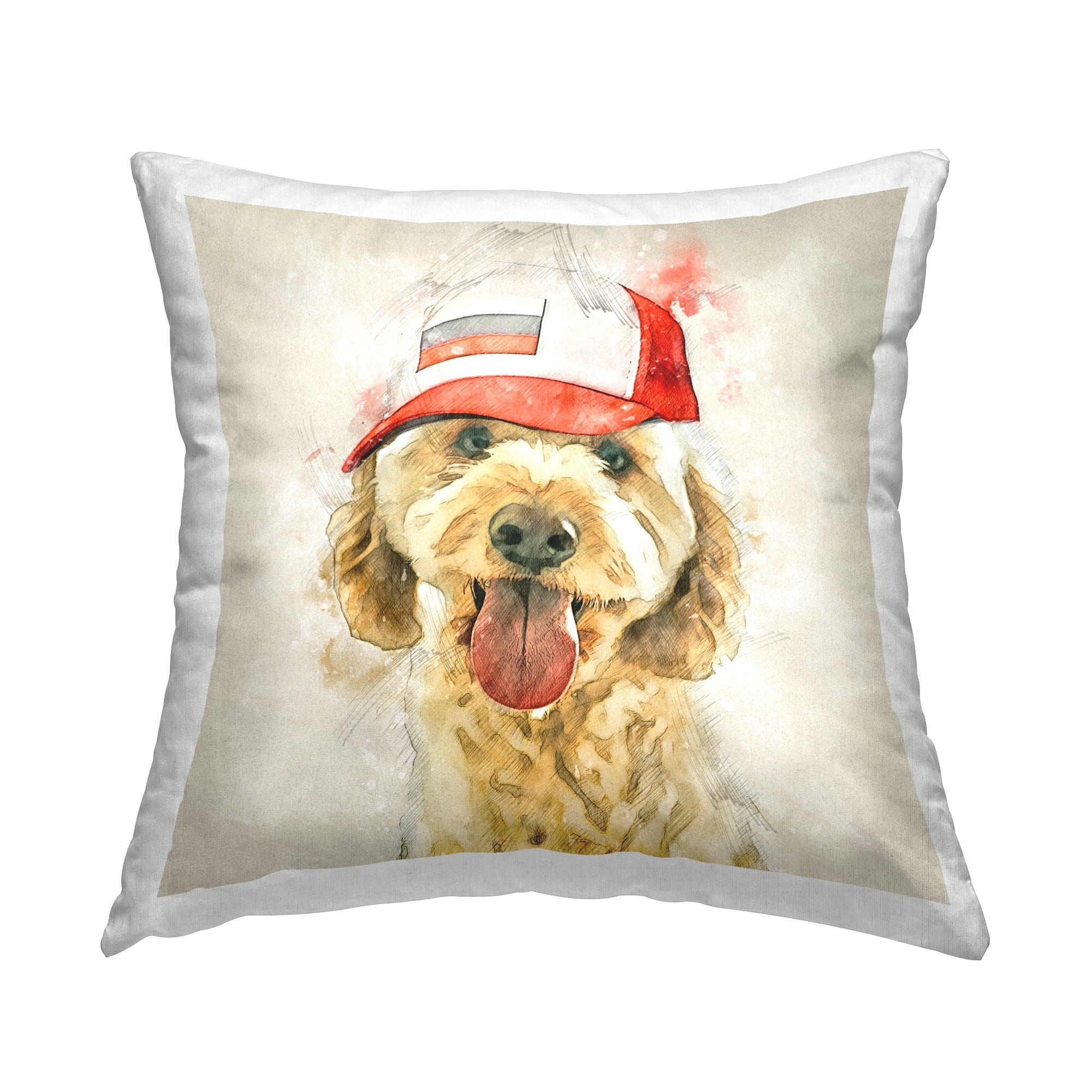 Stupell Industries Baseball Cap Goldendoodle Dog Printed Throw Pillow Design by Kim Curinga