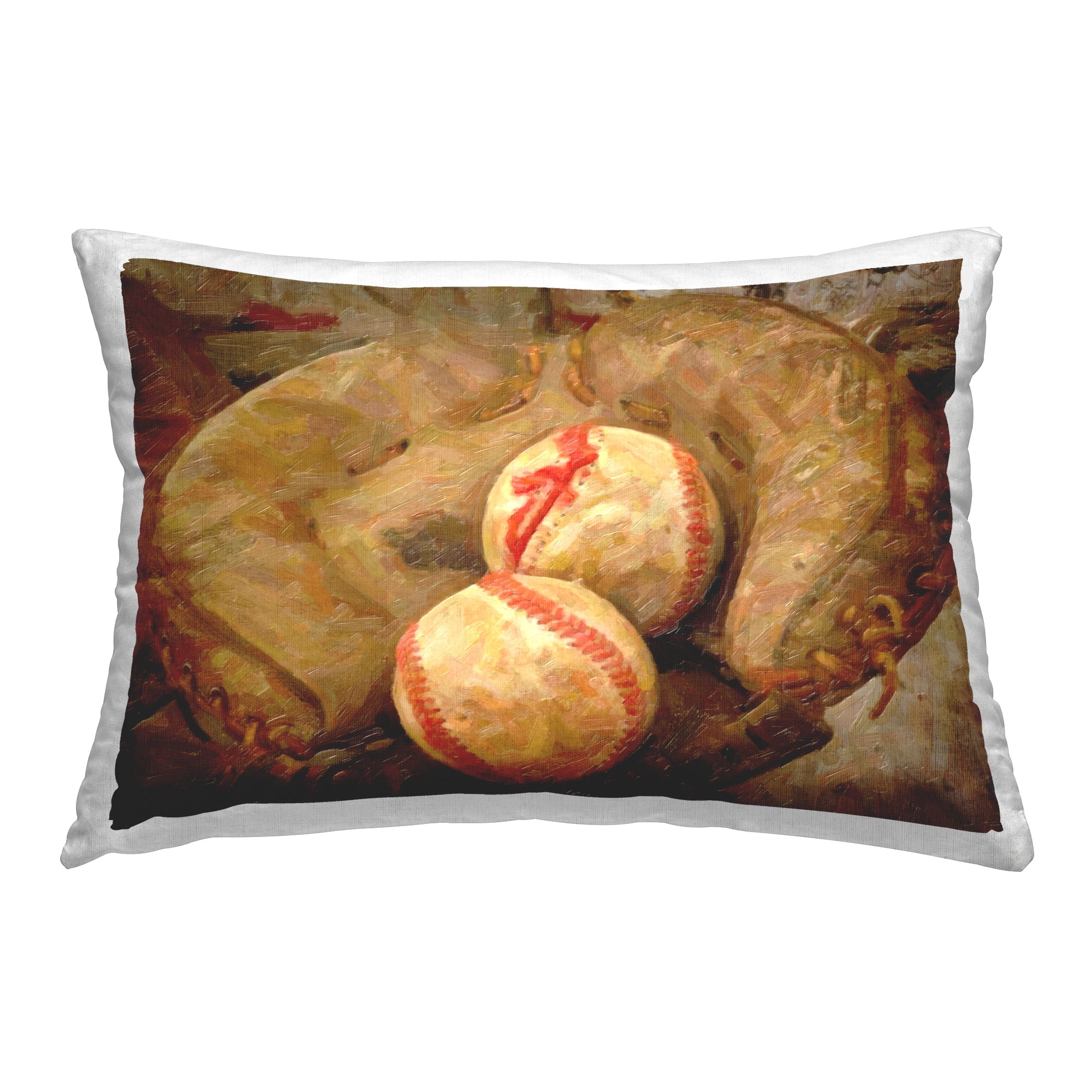 Stupell Industries Baseball Catchers Mitt & Ball Decorative Printed Throw Pillow Design by Graffi*tee Studios.