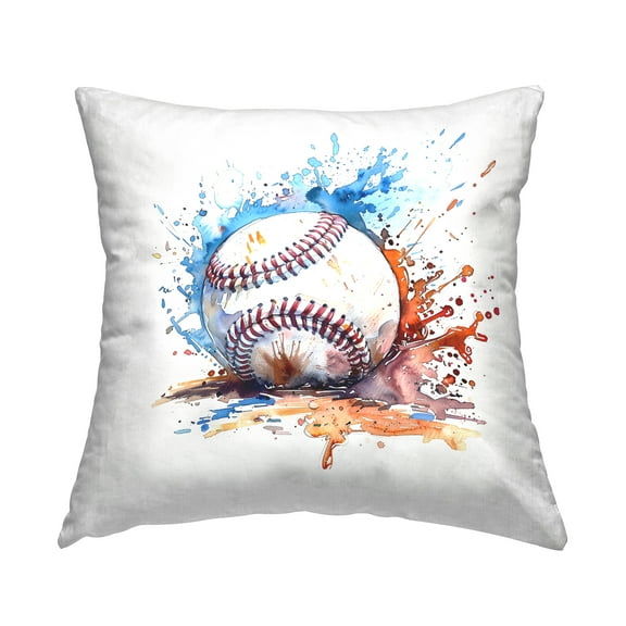 Stupell Industries Baseball Chromatic Splash Decorative Printed Throw Pillow Design by LSR Design Studio.